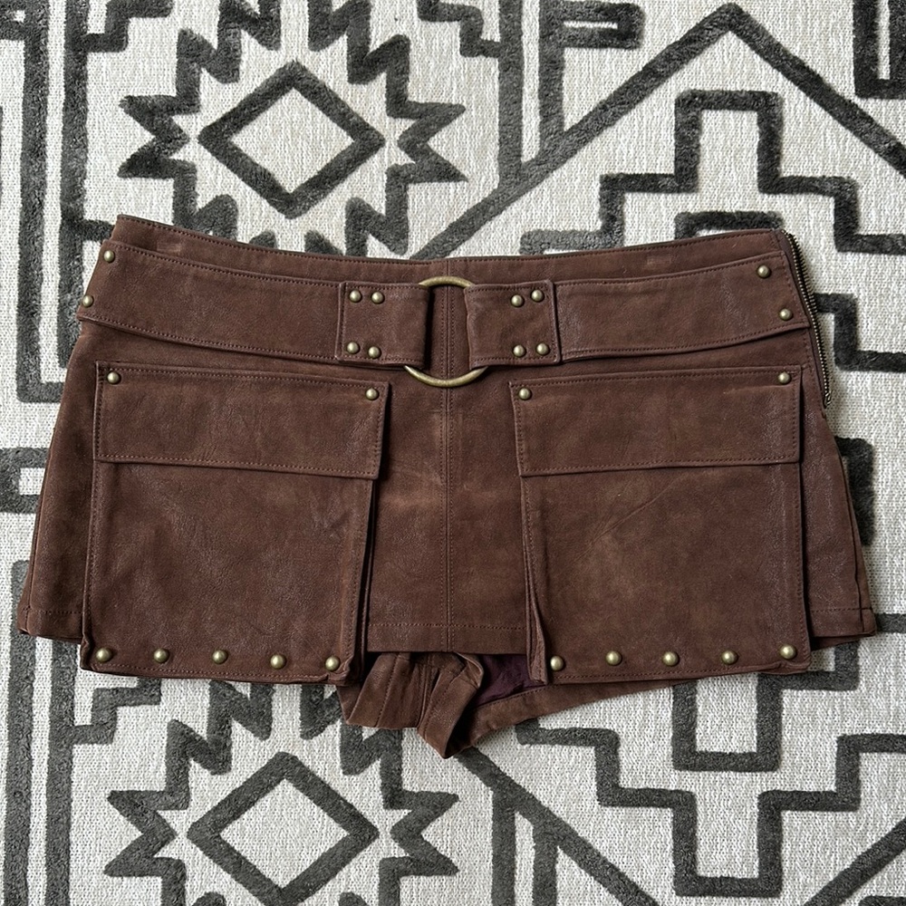 Free People We The Free Micro Mini Suede Skort Brown